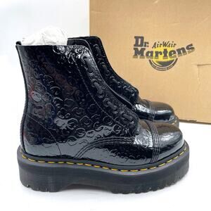 Dr Martens Sinclair Boots Black Platform Leopard Emboss Patent Leather Zip Sz 7‎
